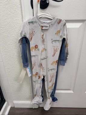 Carter's Neutral Safari Animal Footed One-Piece Pajamas